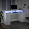 vidaXL Scrivania con Luci LED Bianca 160x55x91 cm in Legno Multistrato