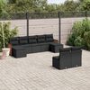 vidaXL Set Divani da Giardino 9 pz con Cuscini Nero in Polyrattan