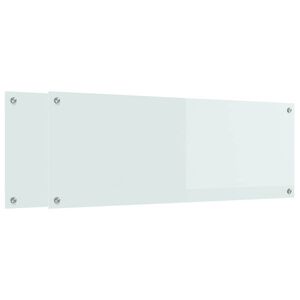 vidaXL Schienale da cucina 2 pcs Bianco 110 x 40 cm vetro temperato