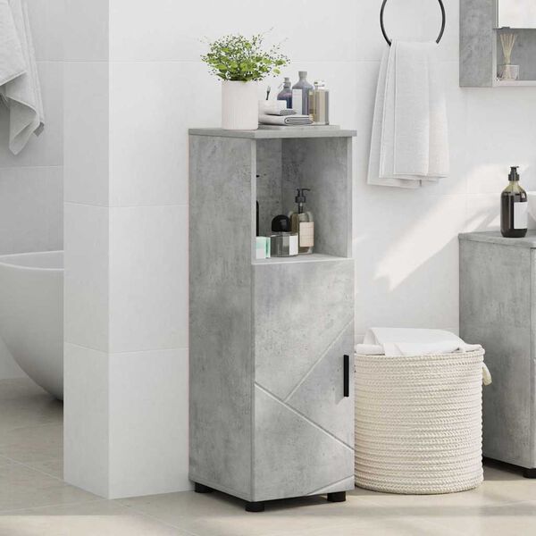 vidaXL Mobile da Bagno con porta Grigio cemento 30 x 35 x 95 cm