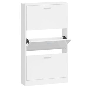 vidaXL Scarpiera Bianco Lucido 59x17x108 cm in Legno Multistrato