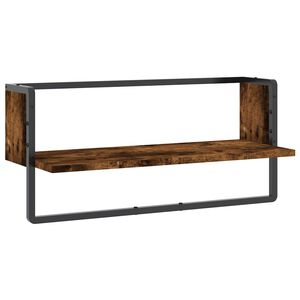 vidaXL Mensola a Parete con Asta Rovere Fumo 65x25x30 cm