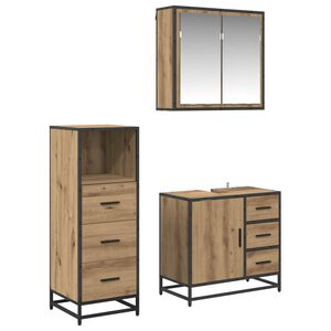 vidaXL Set di mobili per il bagno 3 pz Rovere artigianale
