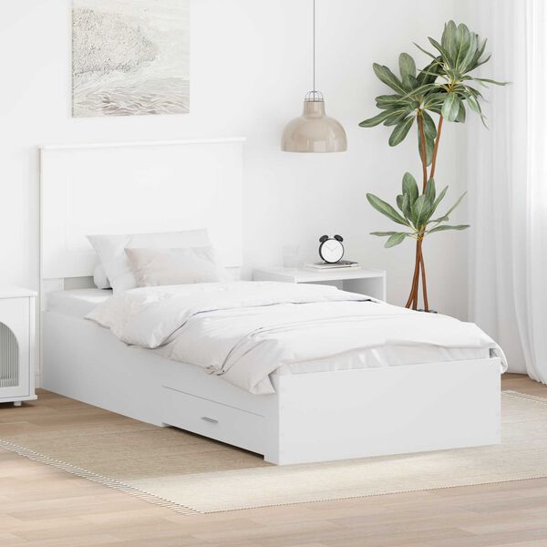 vidaXL Struttura del letto Bianco 90 x 190 cm Legno multistrato