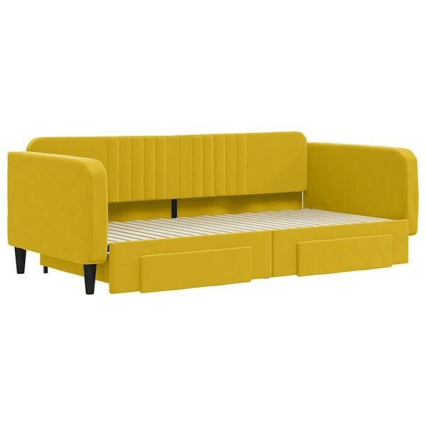 vidaXL Divano Letto Estraibile con Cassetti Giallo 100x200cm Velluto