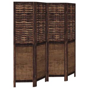 vidaXL Divisorio Ambienti 4 Pannelli Marrone Scuro Massello Paulownia