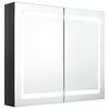vidaXL Armadietto Bagno con Specchio e LED Nero Lucido 80x12x68 cm