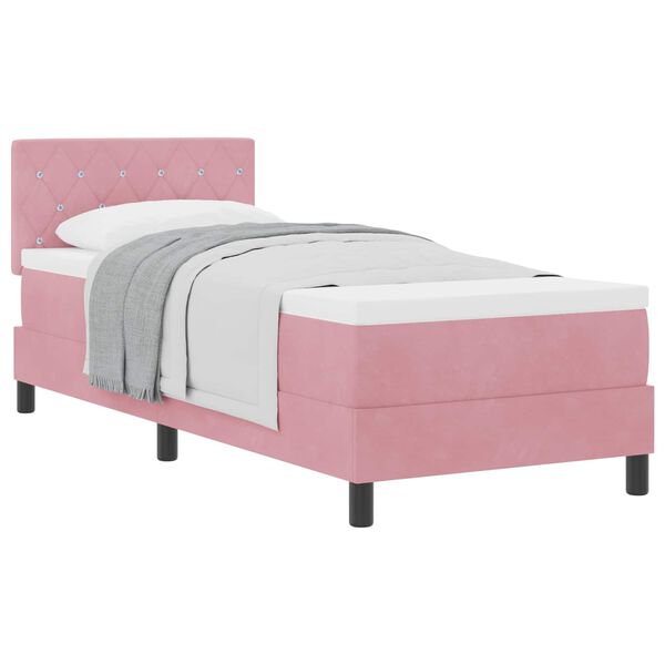 vidaXL Letto a molle con materasso Rosa 80 x 200 cm Velluto
