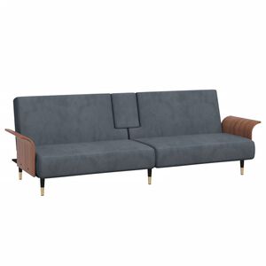 vidaXL Divano Letto con Portabicchieri in Velluto Grigio Scuro