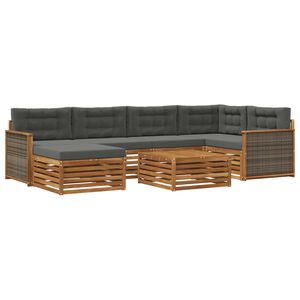 vidaXL Set di divani da esterno con cuscino 7 pcs Naturale e Antracite