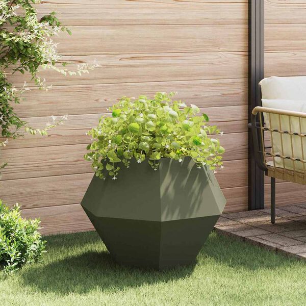 vidaXL Fioriera 2 pcs Verde oliva 75 x 75 x 60 cm Acciaio