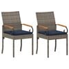 vidaXL Sedie da giardino 2 pz Grigio e Blu Navy Polyrattan e acacia