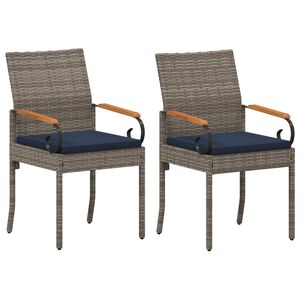 vidaXL Sedie da giardino 2 pz Grigio e Blu Navy Polyrattan e acacia