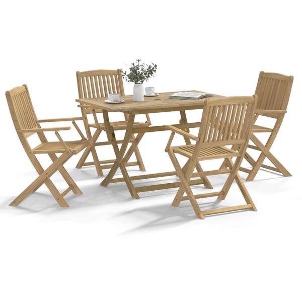 vidaXL Set da Pranzo per Giardino 5 pz in Legno Massello di Acacia