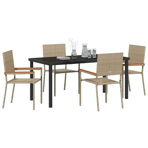 vidaXL Set da Pranzo per Giardino con cuscino 5 pcs Beige polyrattan