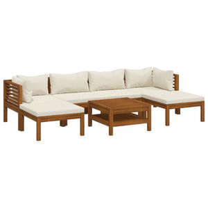 vidaXL Set Divani da Giardino 7 pz con Cuscini Crema in Legno Acacia