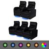 vidaXL Poltrone Reclinabili 2 pz con LED 2+3 Posti in Similpelle Nero