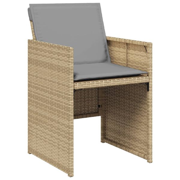 vidaXL Set Pranzo da Giardino 17 pz con Cuscini Beige Misto Polyrattan