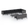 vidaXL Set Divani da Giardino 9 pz con Cuscini Polyrattan Grigio Scuro