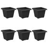 vidaXL Vaso quadrato per fiori 6 pcs Nero 33 x 33 x 26 cm Plastica