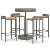 vidaXL Set Bar Giardino 5pz Grigio Polyrattan e Legno Massello Acacia
