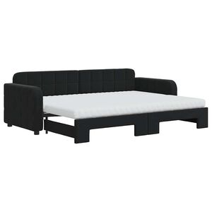 vidaXL Divano Letto Estraibile con Materassi Nero 80x200 cm Velluto