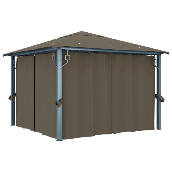 vidaXL Gazebo con Tende e Luci LED 300x300 cm Grigio Talpa Alluminio