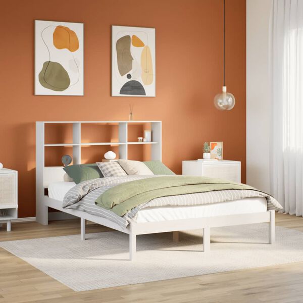 vidaXL Letto Libreria senza Materasso Bianco 120x190 cm Legno di Pino