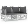 vidaXL Set Salotto da Giardino 2 pz con Cuscini in Acciaio Bianco