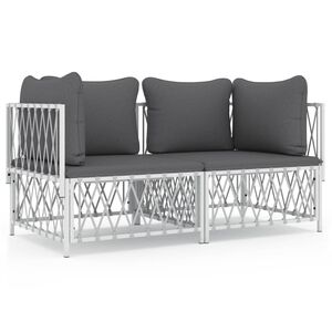 vidaXL Set Salotto da Giardino 2 pz con Cuscini in Acciaio Bianco