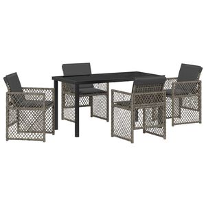 vidaXL Set da Pranzo per Giardino 5 pcs Grigio polyrattan