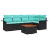 vidaXL Set Divano da Giardino con cuscino 6 pcs Nero polyrattan