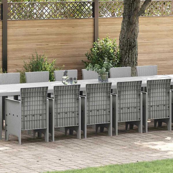 vidaXL Set da pranzo da giardino con cuscini 17 pcs Grigio chiaro PP