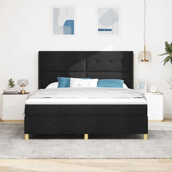 vidaXL Letto a molle con materasso Nero 180 x 200 cm Tessuto