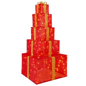 vidaXL Pacchi regalo di Natale impilabili con LED 250 LED Bianco caldo
