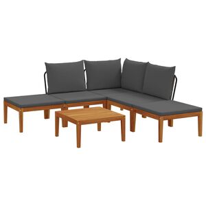 vidaXL 6 pz Legno massiccio di acacia e corda Naturale