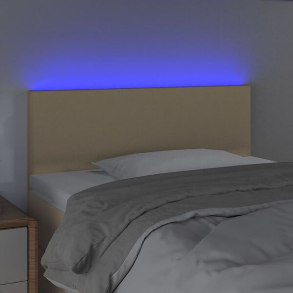 vidaXL Testiera a LED Crema 100x5x78/88 cm in Tessuto