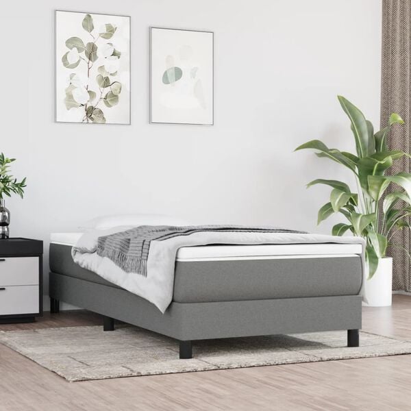 vidaXL Struttura Letto a Rete a Molle Grigio Scuro 100x200 cm Tessuto