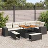 vidaXL Set Divano da Giardino 9 pcs Nero e Crema polyrattan