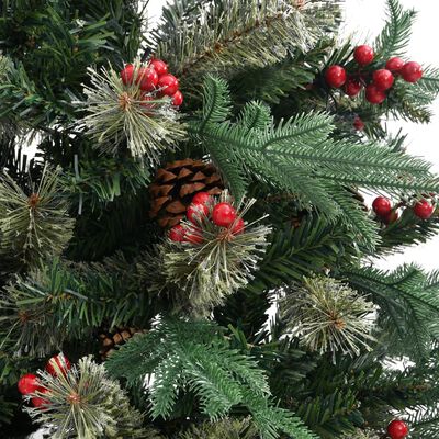 vidaXL Albero di Natale con Pigne Verde 225 cm in PVC e PE