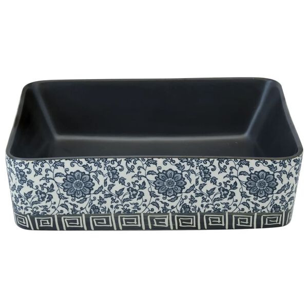 vidaXL Lavabo Appoggio Nero e Blu Rettangolare 46x35,5x13 cm Ceramica
