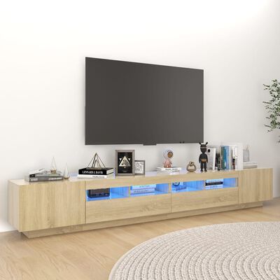 vidaXL Mobile Porta TV con Luci LED Rovere Sonoma 260x35x40 cm