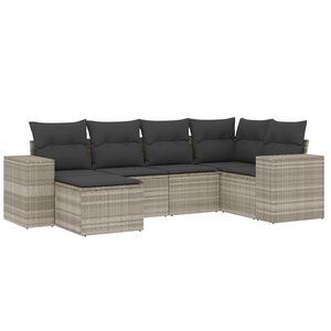 vidaXL Set Divano da Giardino 6pz con Cuscini Grigio Chiaro Polyrattan