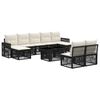 vidaXL Set Divano da Giardino 10 pz Nero e Bianco Crema polyrattan
