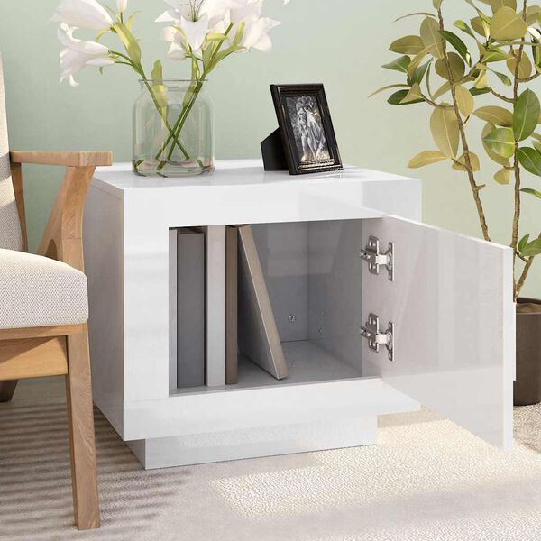 vidaXL Tavolino Salotto Bianco Lucido 51x50x45 cm in Legno Multistrato