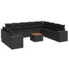 vidaXL Set Divani da Giardino 11 pz con Cuscini in Polyrattan Nero