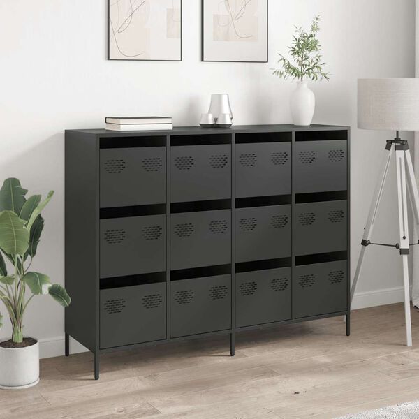vidaXL Credenza Nera 135x39x103,5 cm in Acciaio Laminato a Freddo