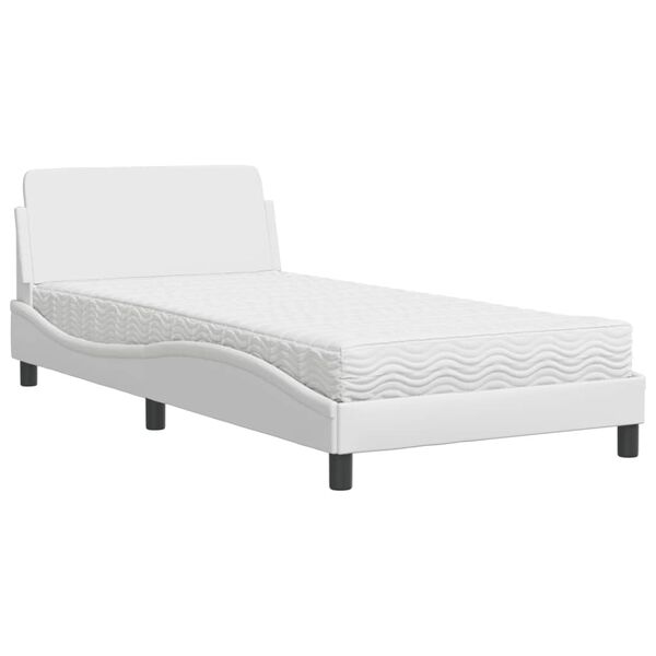 vidaXL Letto con Materasso Dover Bianco 100x200 cm in Similpelle