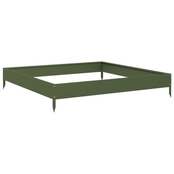 vidaXL Fioriera Rialzata Giardino Verde Oliva 100x100x18,5 cm Acciaio