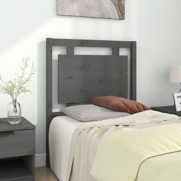 vidaXL Testiera per Letto Grigia 80,5x4x100 cm Legno Massello di Pino